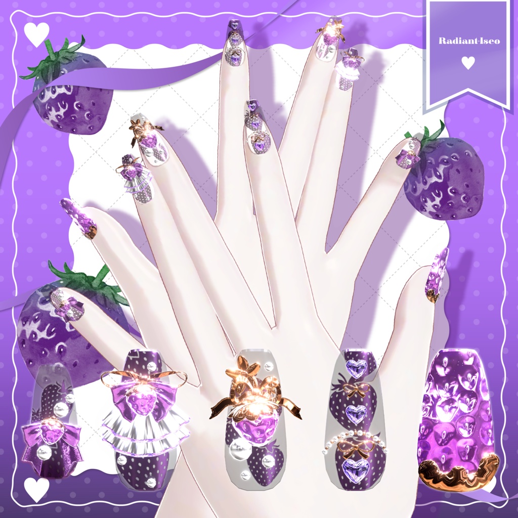 ✨SALE✨【🍓sweet strawberry Nail🍓】スイートストロベリーネイル 16アバター対応Radiant-iseo