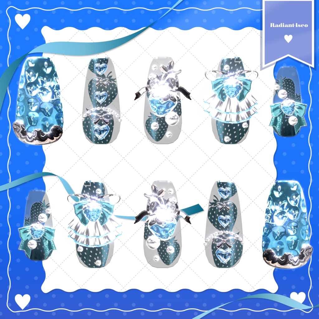 ✨SALE✨【🍓sweet strawberry Nail🍓】スイートストロベリーネイル 16アバター対応Radiant-iseo