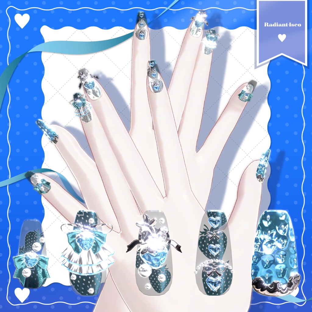 ✨SALE✨【🍓sweet strawberry Nail🍓】スイートストロベリーネイル 16アバター対応Radiant-iseo