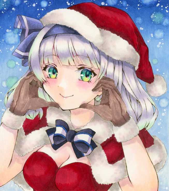 【手描きイラスト】寸松庵色紙_原画_東方Project_魂魄妖夢_クリスマス【二次創作】