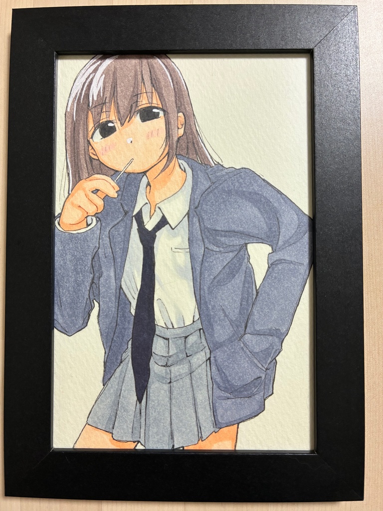 女子高生　制服女の子　アナログイラスト