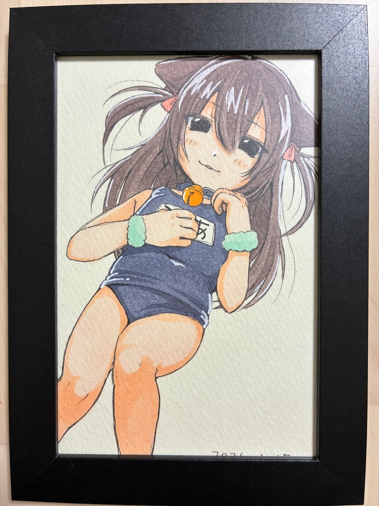 スク水　ハーフツイン　女の子　イラスト