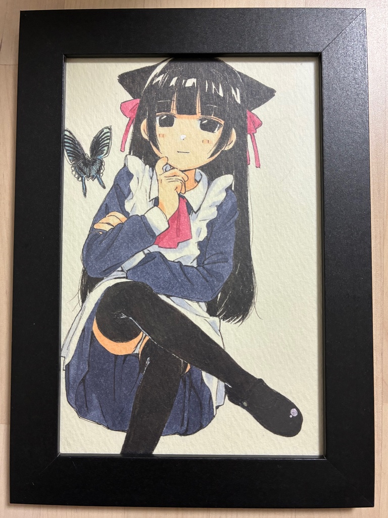 猫耳メイド　アナログイラスト