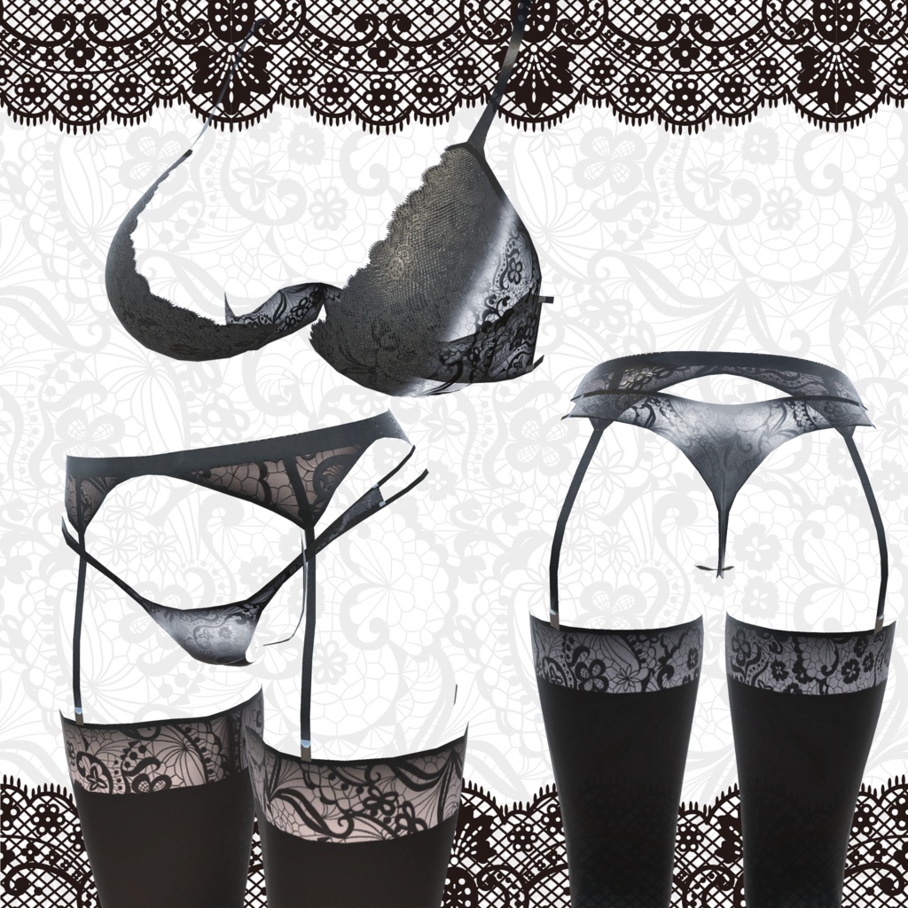 【くろなつちゃん専用】レースランジェリー&ガーターソックス