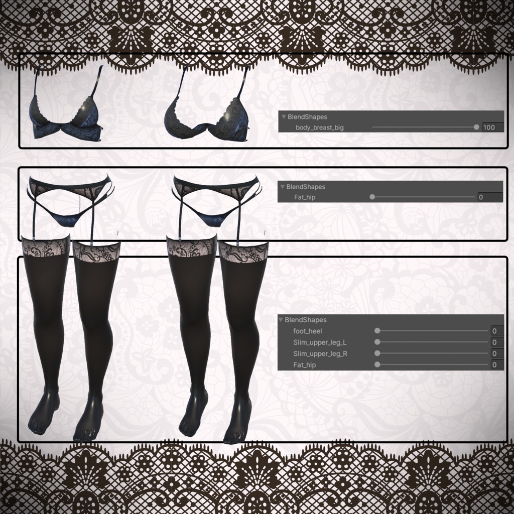 【くろなつちゃん専用】レースランジェリー&ガーターソックス