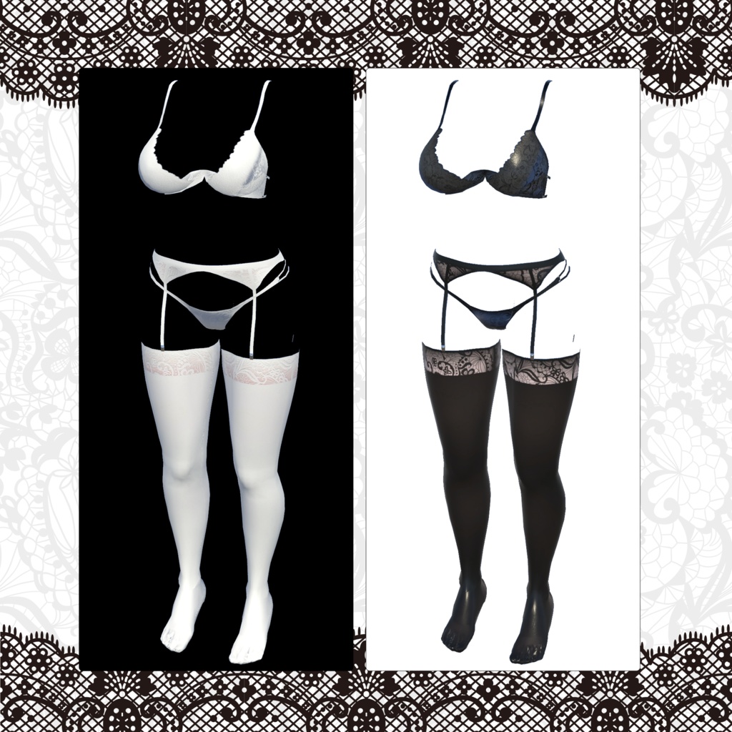 【くろなつちゃん専用】レースランジェリー&ガーターソックス