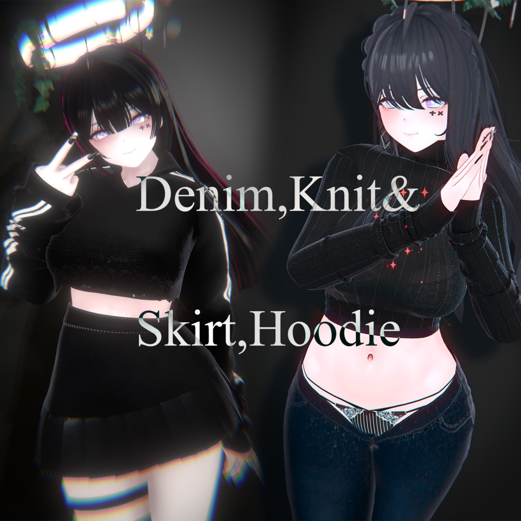 DenimKnit&SkirtHoodie【くろなつ用】