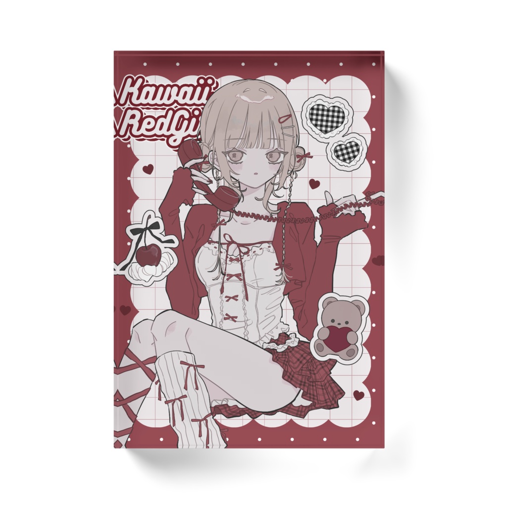 kawaii red girl　アクリルブロック