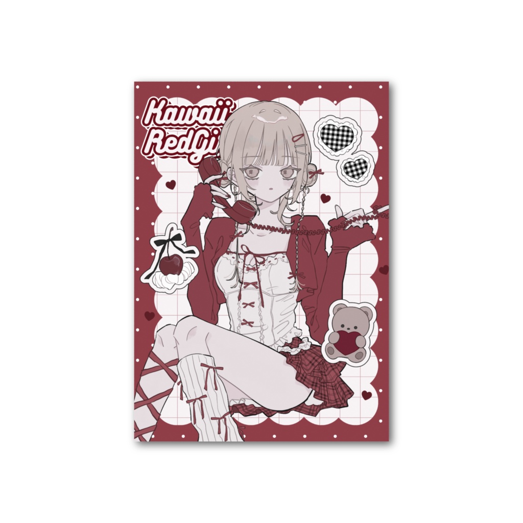 kawaii red girl　フォト風カード