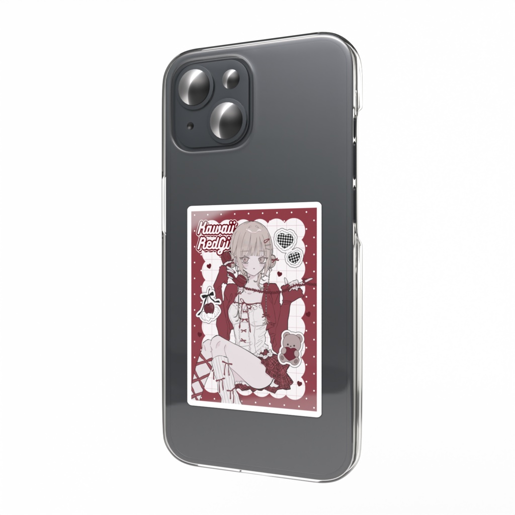 kawaii red girl ダイカットステッカー