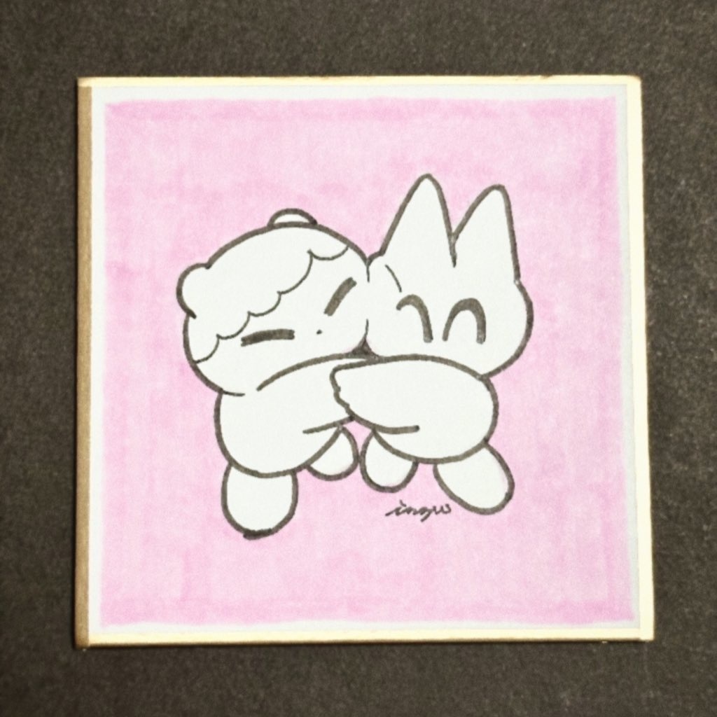 ミニ色紙　チミとドロ（ひさしぶり）