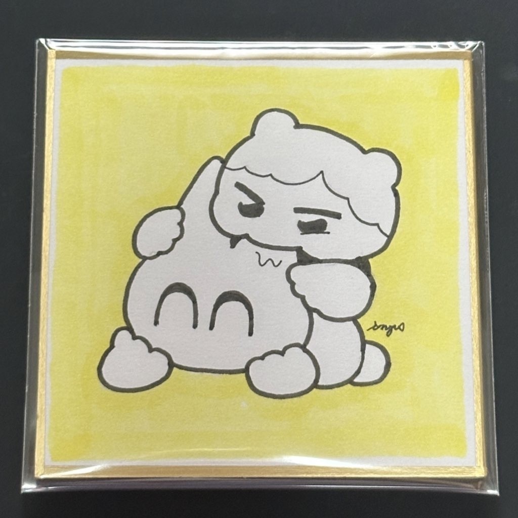 ミニ色紙　チミとドロ（もぐもぐ）