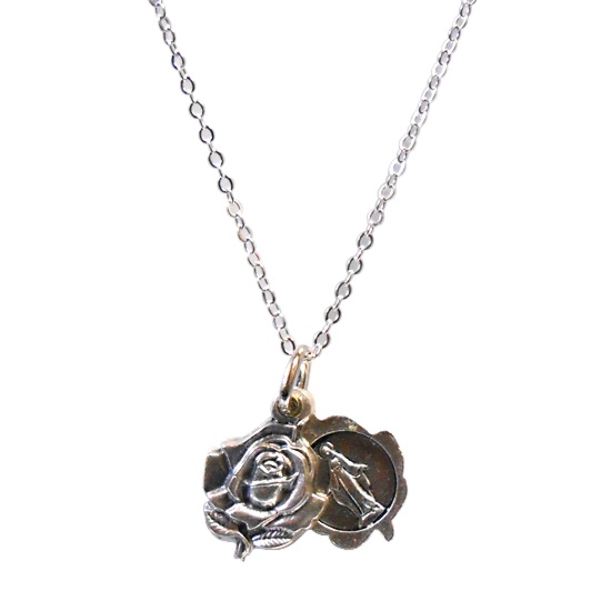 薔薇ロケット型聖母マリア様ペンダントネックレス