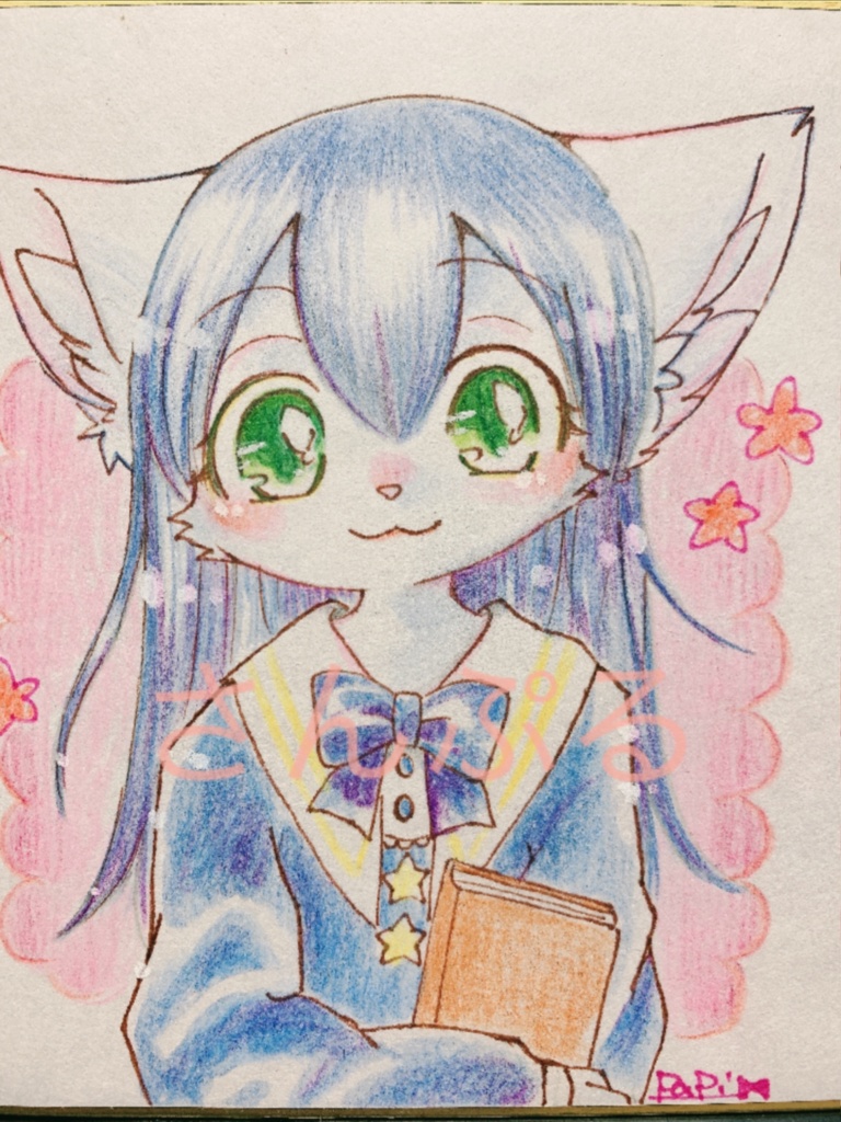 *ミニ色紙☆しろねこちゃん