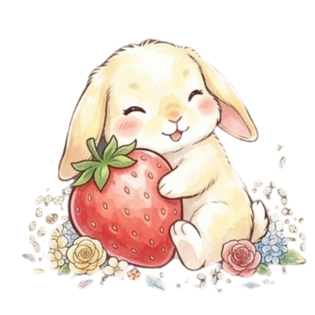 【30枚セット】ゆるふわウサギの宝石スイーツ素材集 - 高画質透過PNG・クリップアート