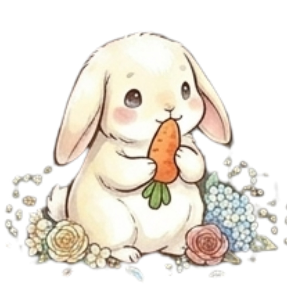 【30枚セット】ゆるふわウサギの宝石スイーツ素材集 - 高画質透過PNG・クリップアート