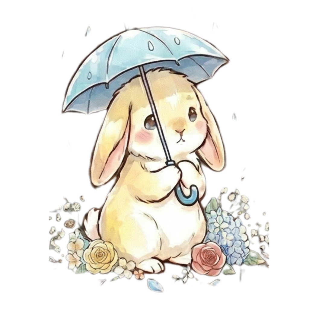 【30枚セット】ゆるふわウサギの宝石スイーツ素材集 - 高画質透過PNG・クリップアート