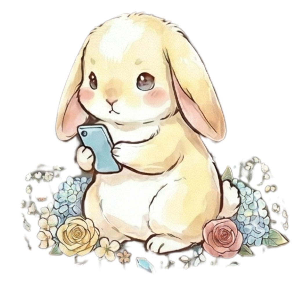 【30枚セット】ゆるふわウサギの宝石スイーツ素材集 - 高画質透過PNG・クリップアート