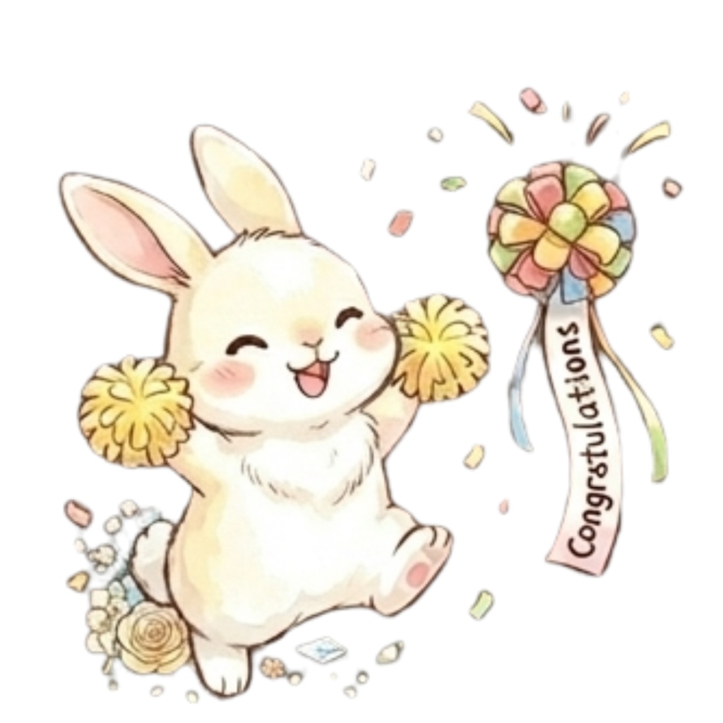 【30枚セット】ゆるふわウサギの宝石スイーツ素材集 - 高画質透過PNG・クリップアート