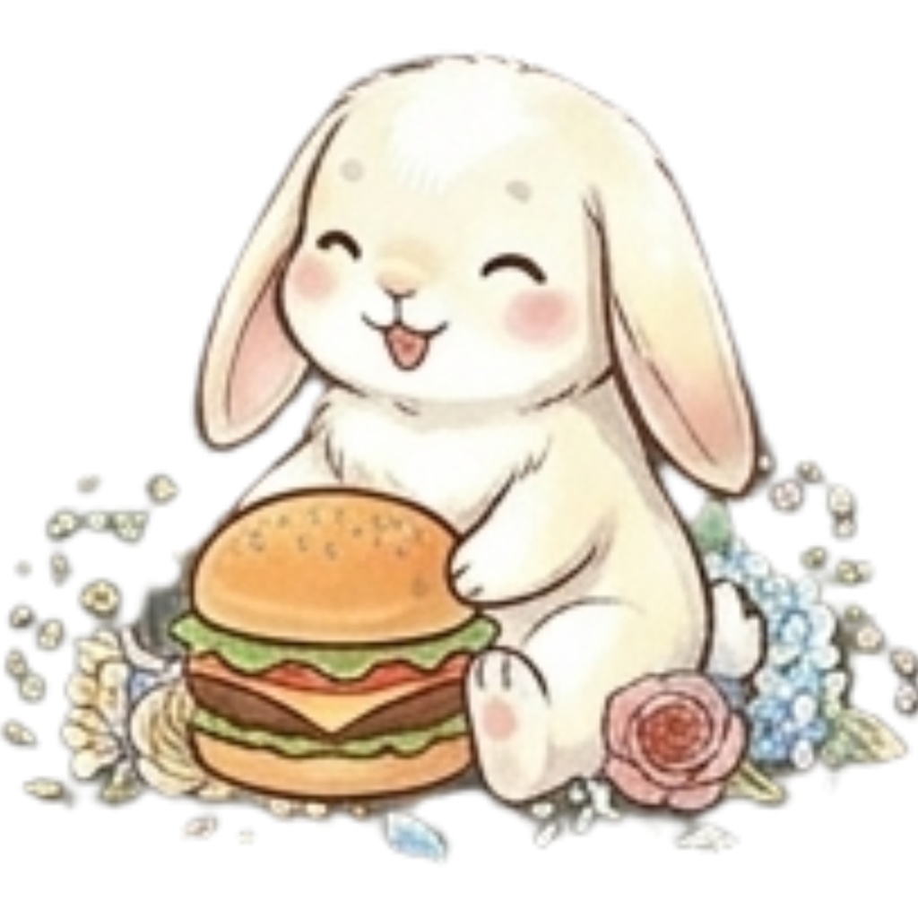 【30枚セット】ゆるふわウサギの宝石スイーツ素材集 - 高画質透過PNG・クリップアート