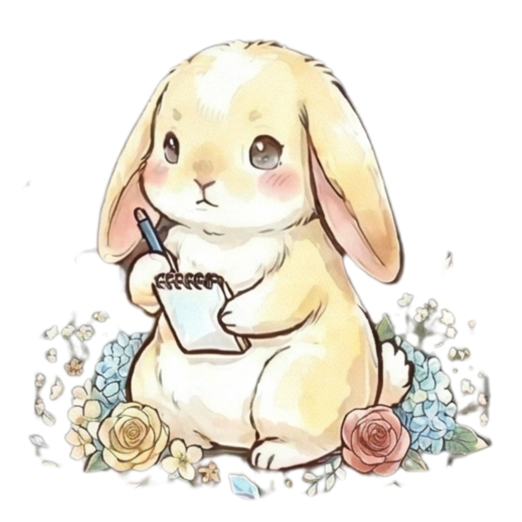 【30枚セット】ゆるふわウサギの宝石スイーツ素材集 - 高画質透過PNG・クリップアート