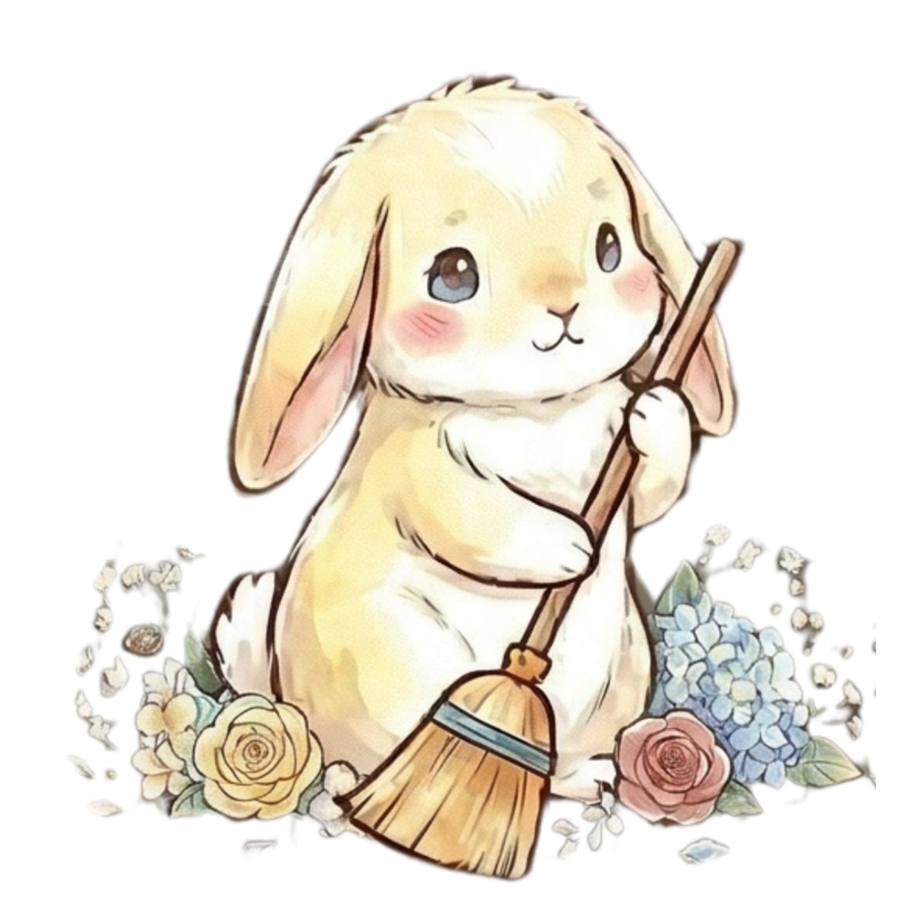 【30枚セット】ゆるふわウサギの宝石スイーツ素材集 - 高画質透過PNG・クリップアート