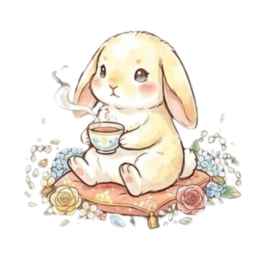 【30枚セット】ゆるふわウサギの宝石スイーツ素材集 - 高画質透過PNG・クリップアート