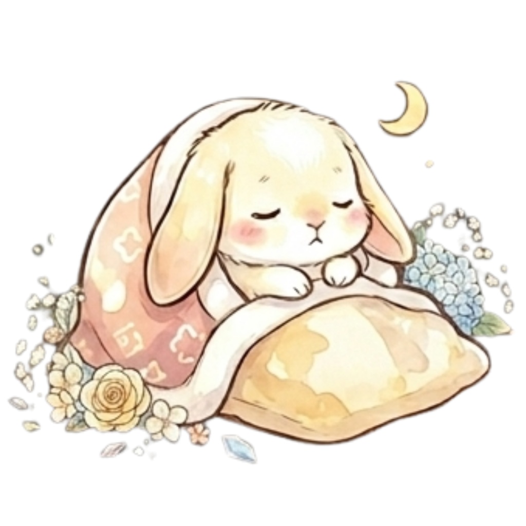 【30枚セット】ゆるふわウサギの宝石スイーツ素材集 - 高画質透過PNG・クリップアート