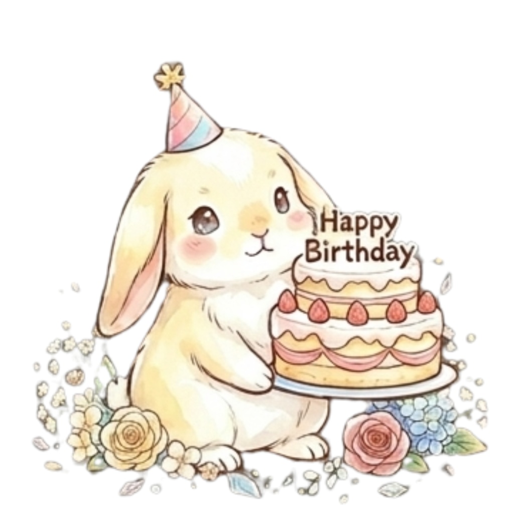 【30枚セット】ゆるふわウサギの宝石スイーツ素材集 - 高画質透過PNG・クリップアート