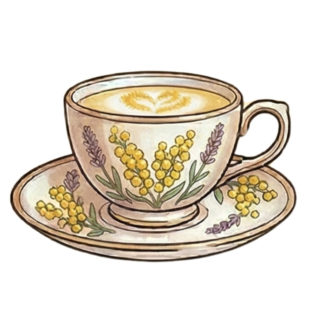 【32種類】お花とカフェのクリップアートセット(桜・ミモザ・ラベンダー・マーガレット)PNG素材