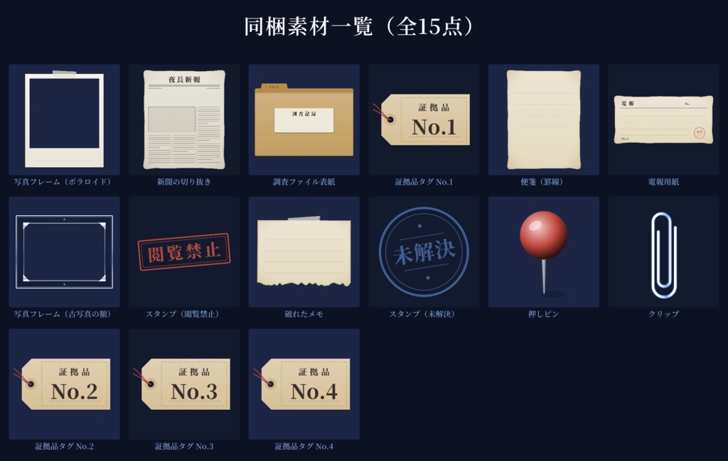 【ココフォリア対応】秘匿HO素材セット第2弾「手紙・写真・証拠品」(星屑の夜)【全15点】