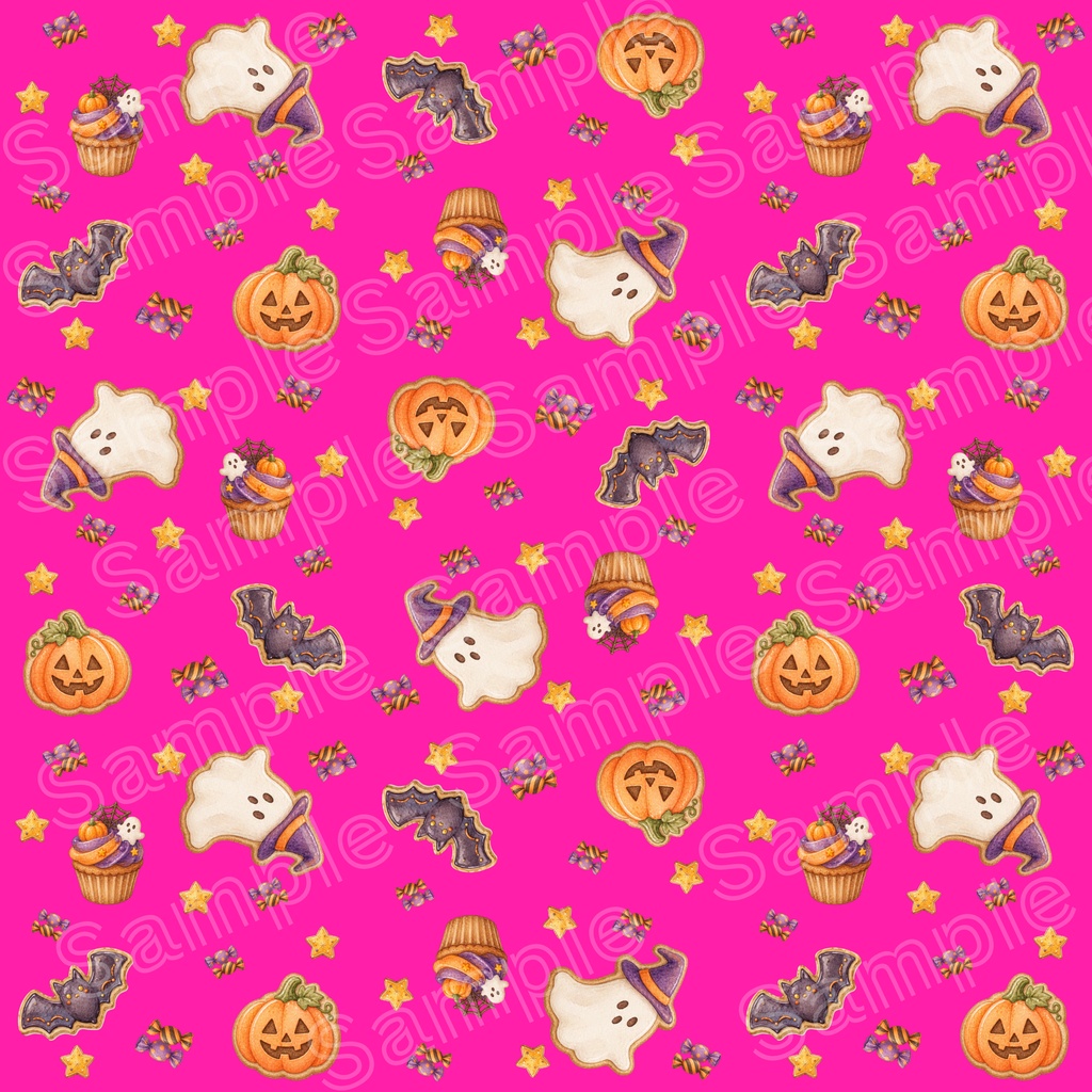 ハロウィンのおばけとお菓子のシームレスパターン【10色セット】