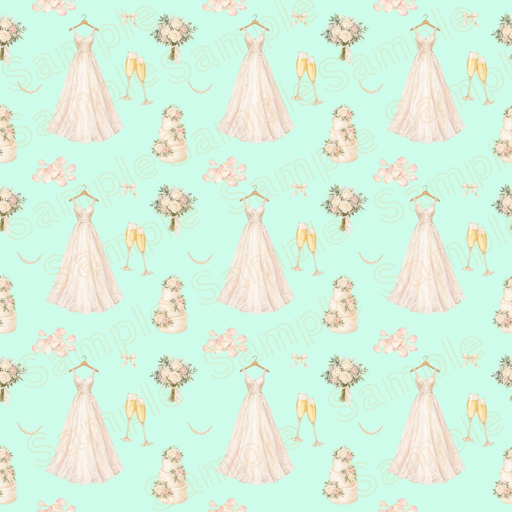 Wedding Collection|ウェディングドレスと花々のデジタルペーパー6柄セット【結婚式・ブライダル素材】