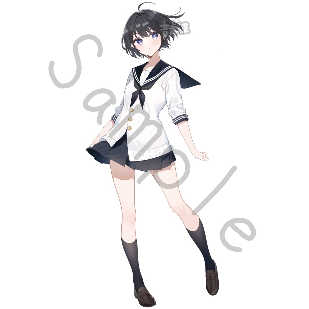 【立ち絵素材】セーラー服の女の子【表情差分5種】