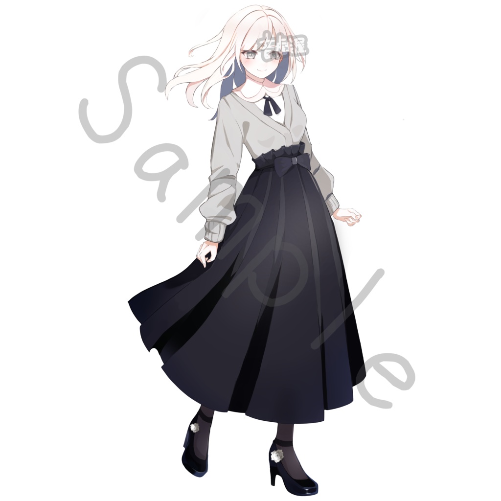 【立ち絵素材】和洋折衷風の女の子【表情差分5種】