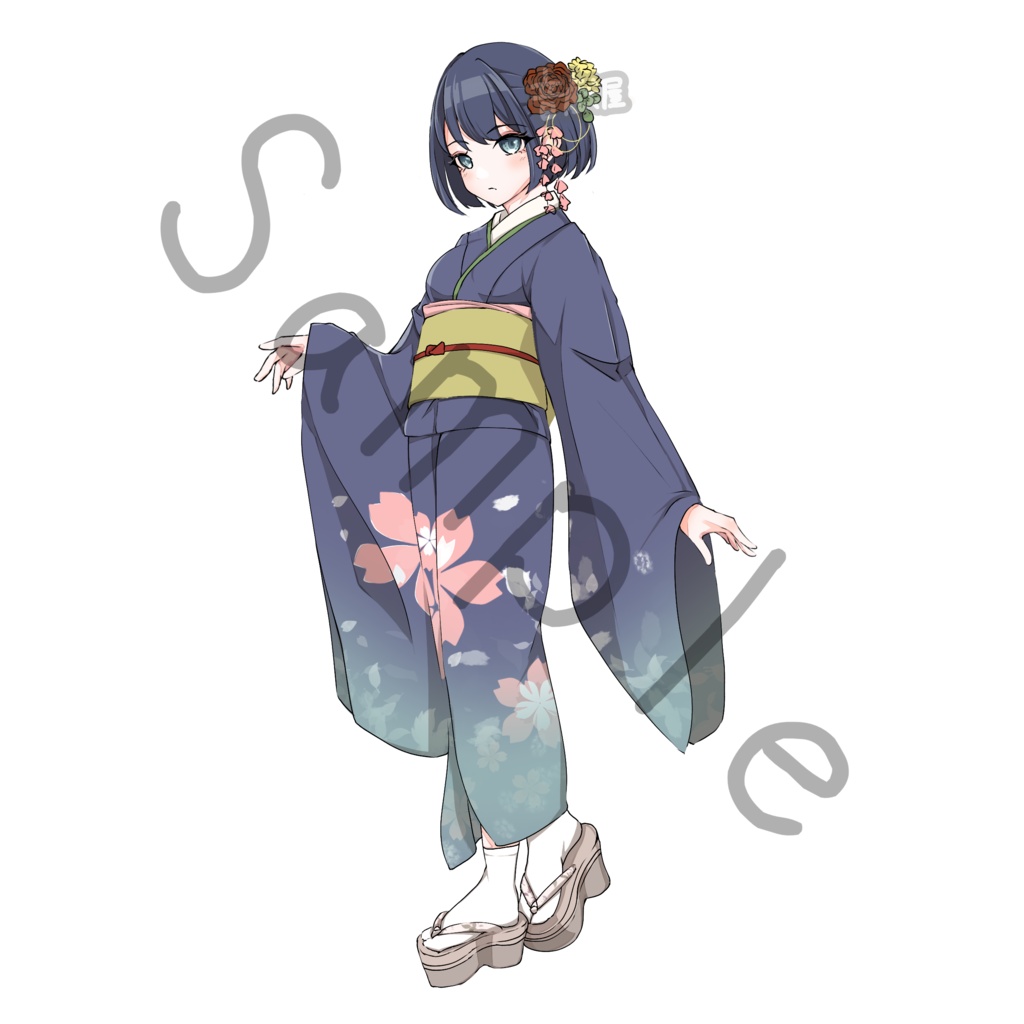 【立ち絵素材】着物の女の子【表情差分6種】