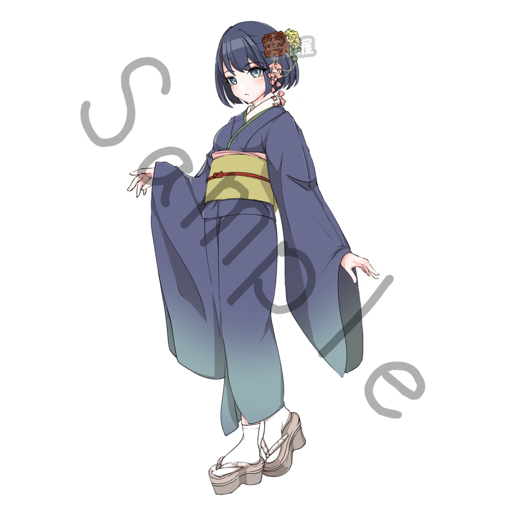 【立ち絵素材】着物の女の子【表情差分6種】