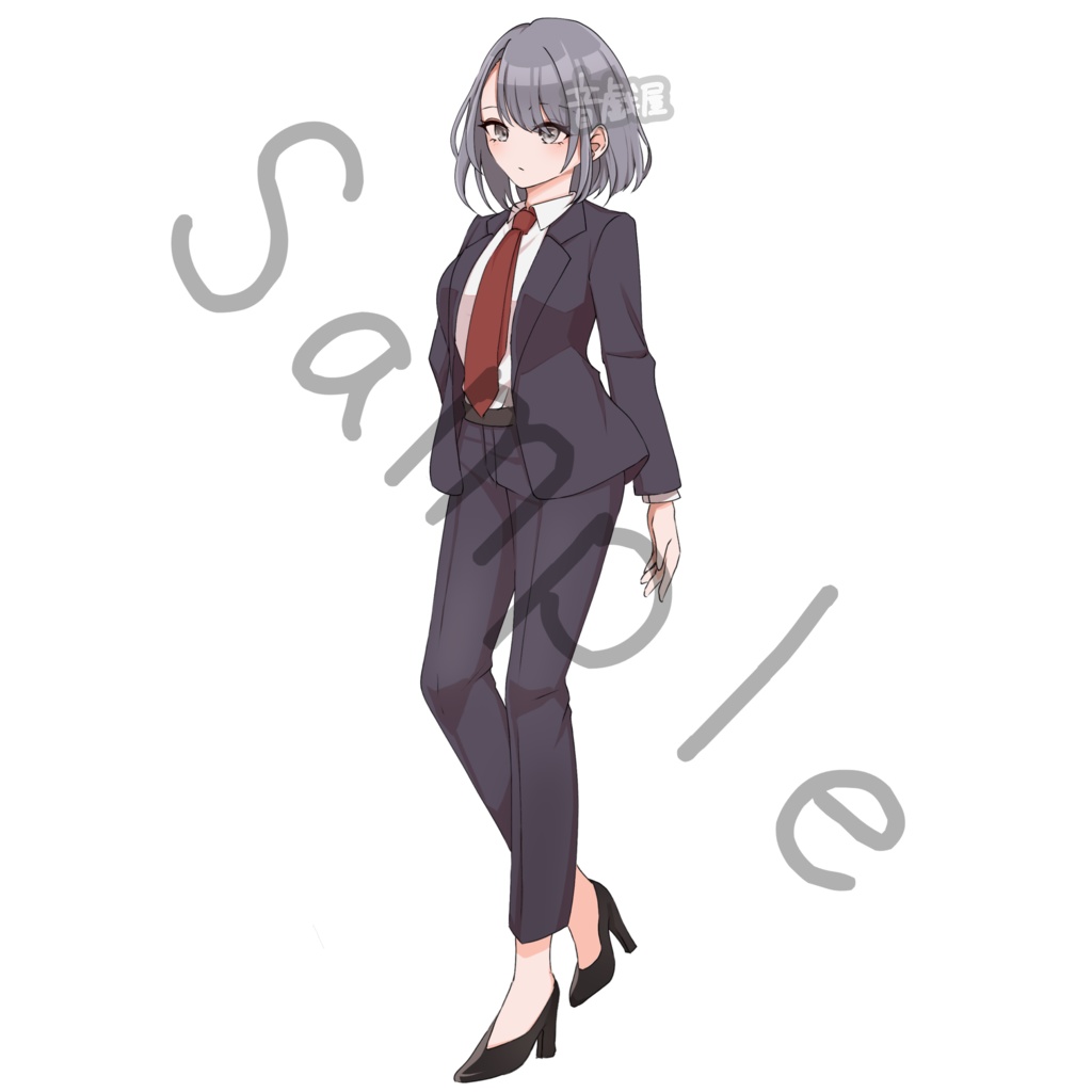 【立ち絵素材】スーツの女の子【差分、PSD有】