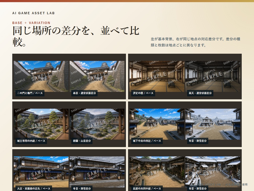 和風ファンタジー城下町 背景素材集|144地点・991枚