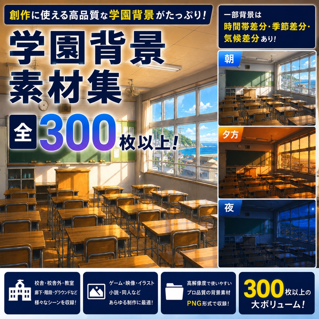 学園背景素材集（TRPG、ゲーム制作、動画用背景等ご活用ください）