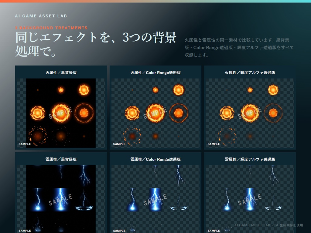攻撃・魔法エフェクト スプライトシート|300種類 × 9コマ