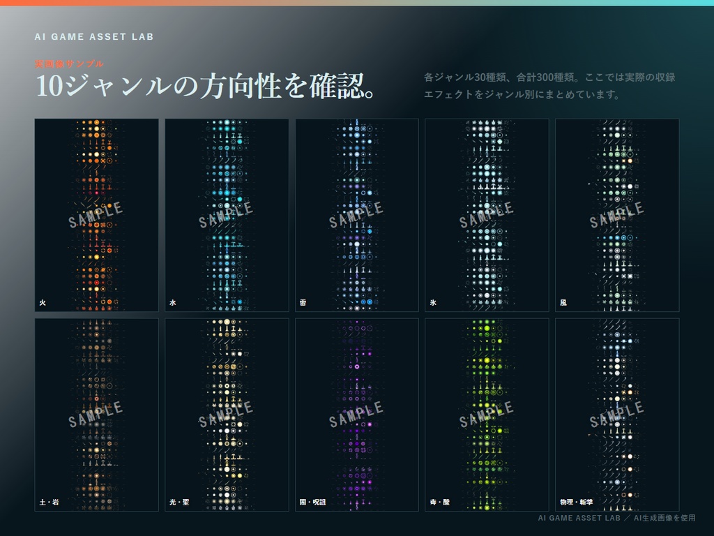 攻撃・魔法エフェクト スプライトシート|300種類 × 9コマ