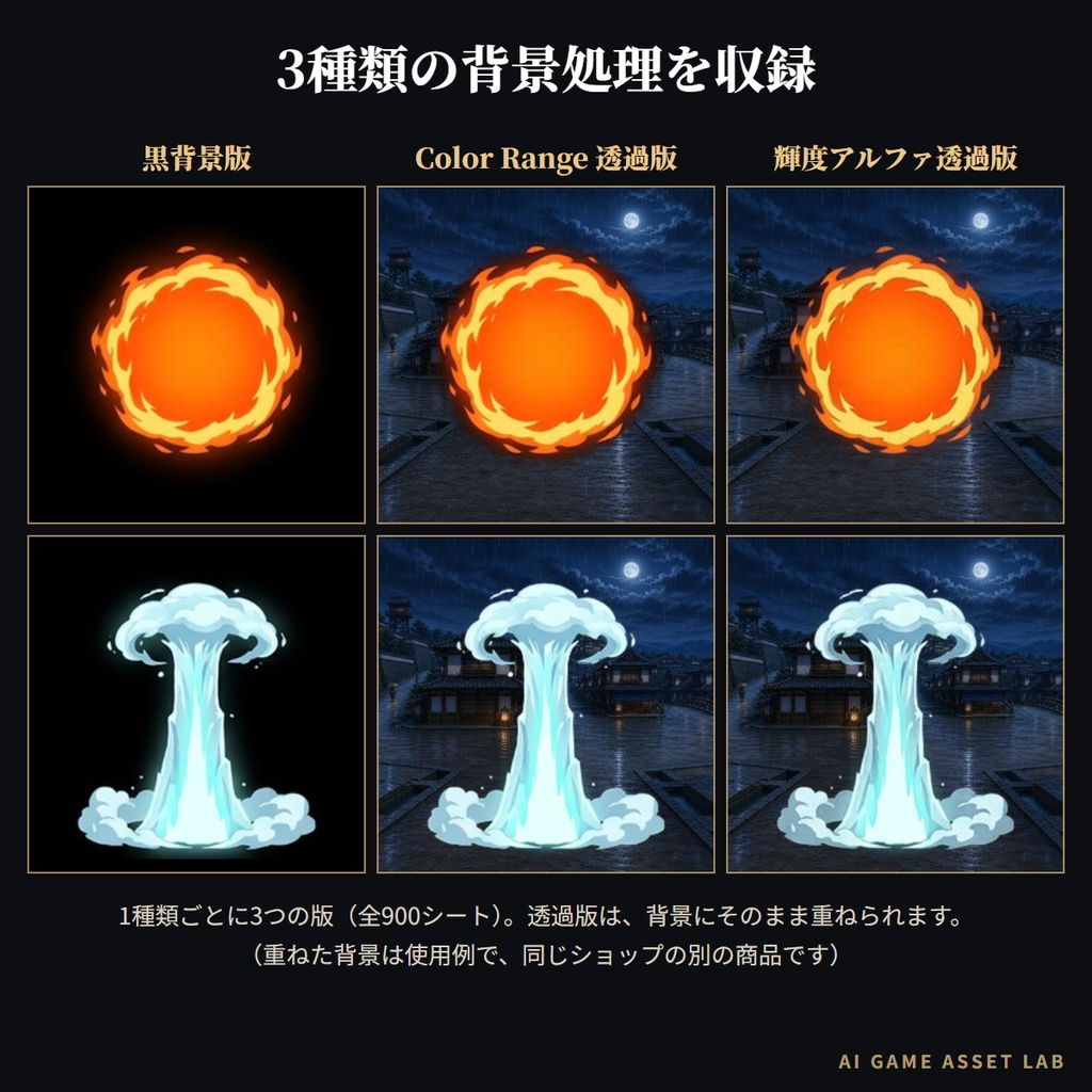 攻撃・魔法エフェクト スプライトシート|300種類 × 9コマ