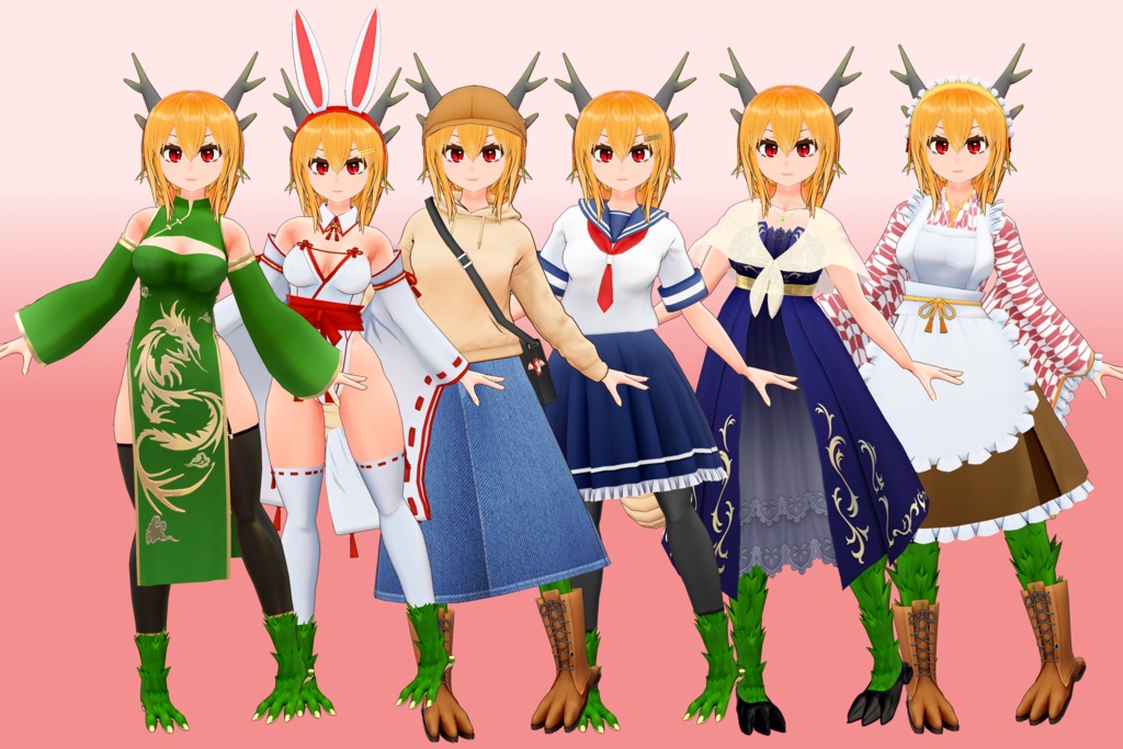 オリジナル3Dモデル 龍巫女「みのり」