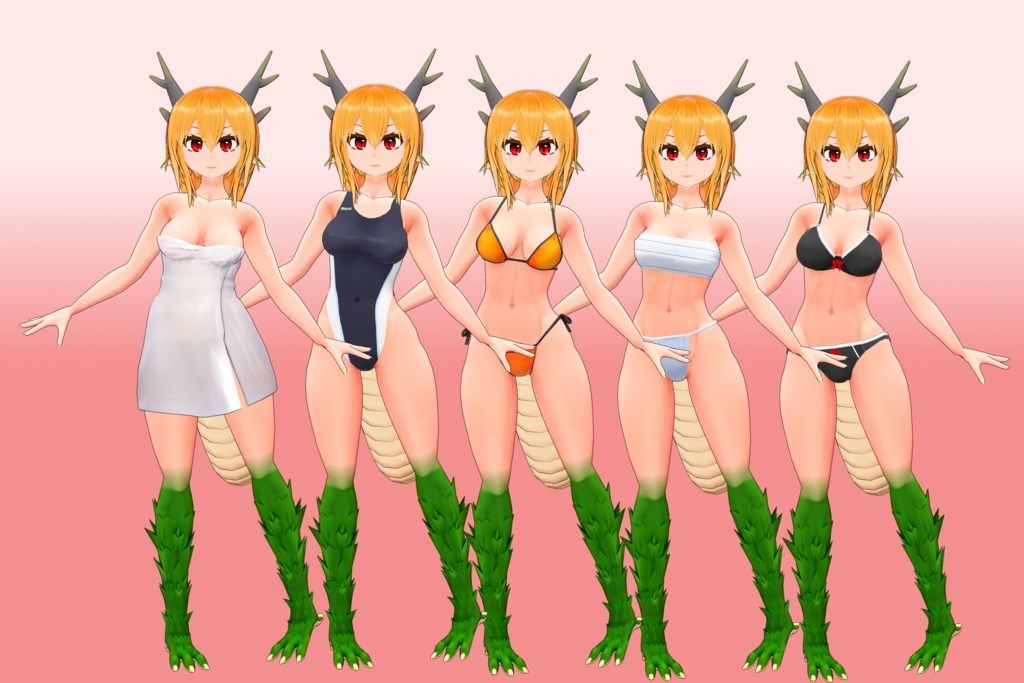 オリジナル3Dモデル 龍巫女「みのり」