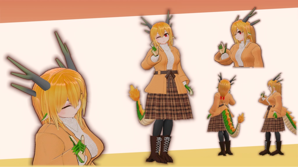 オリジナル3Dモデル 龍巫女「みのり」