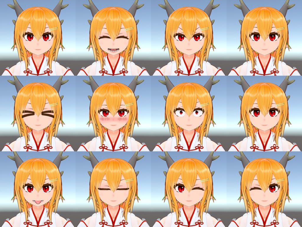 オリジナル3Dモデル 龍巫女「みのり」