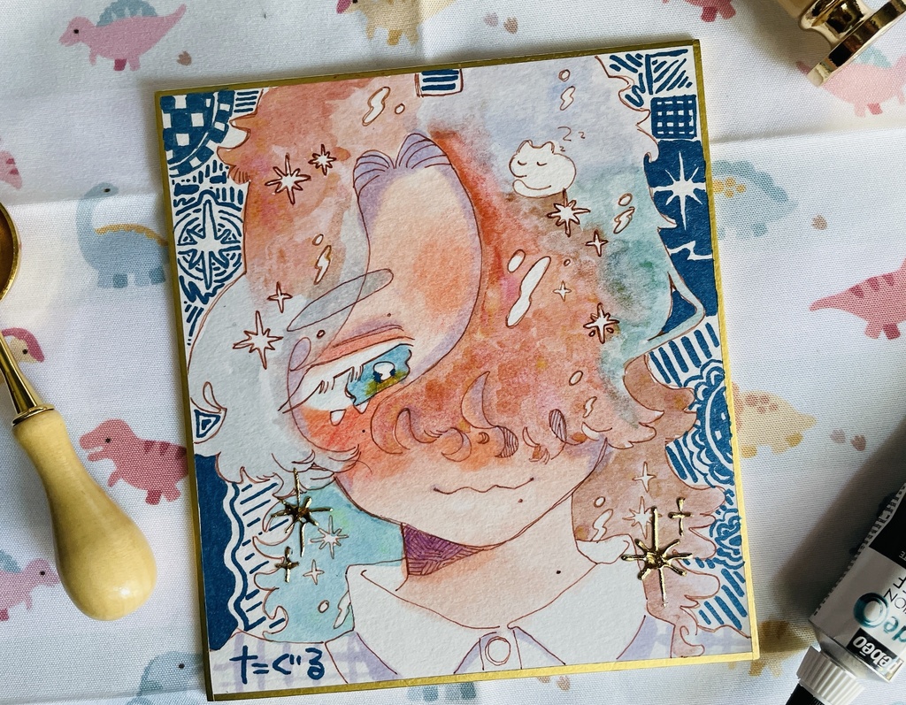 原画色紙 錆猫さん
