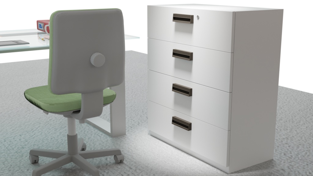 オフィスに必須!引き出し可能な4段キャビネット