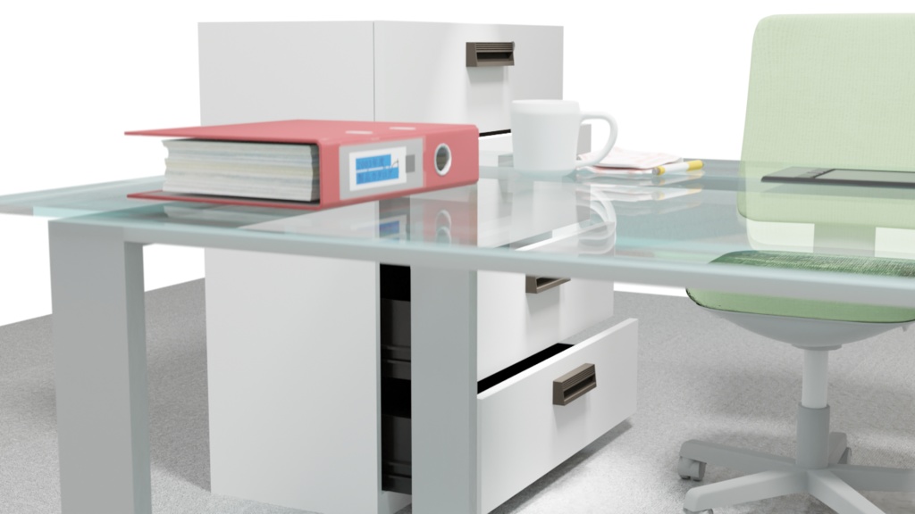 オフィスに必須!引き出し可能な4段キャビネット